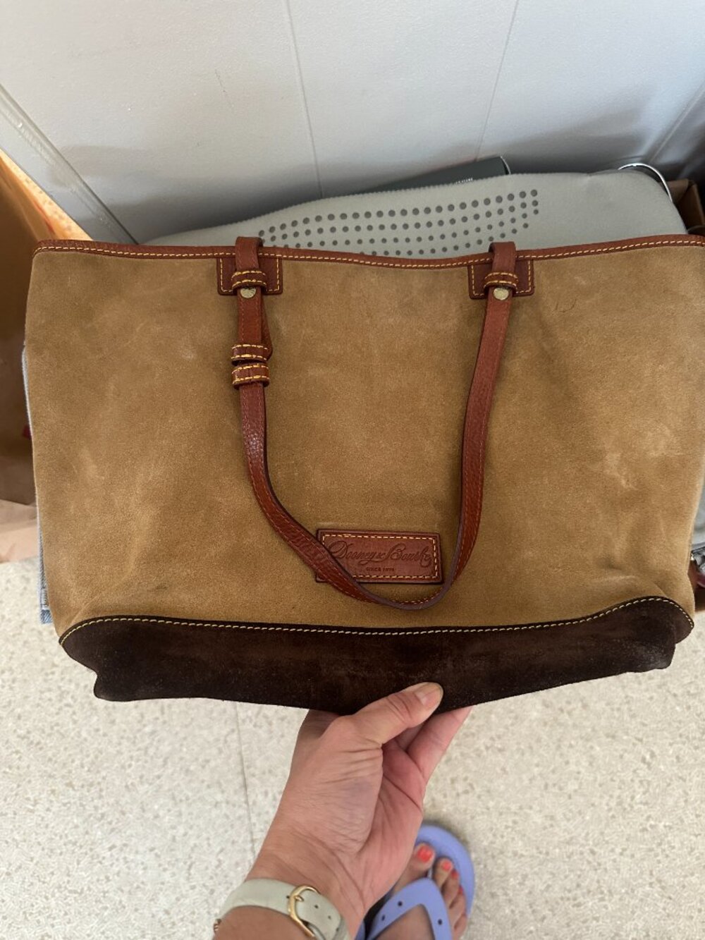 Dooney & Bourke Suede Tote - Tan/Brown